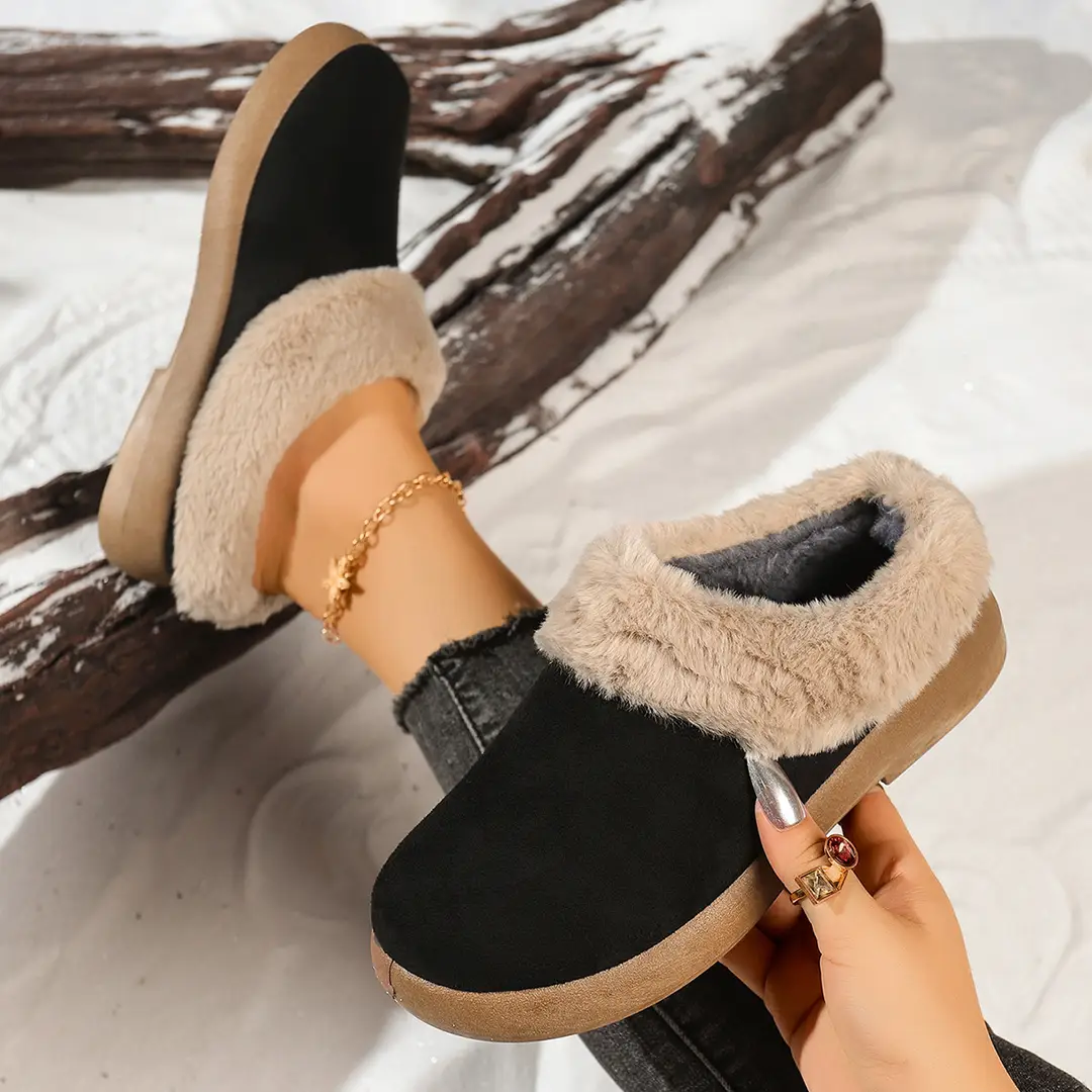 Women's Shoes, Velvet Birkenstock Shoes, Women's Slip-On Lamb Fur Shoes, Winter New Anti-Slip Warm Snow Boots, Beanie Cotton — feature 3