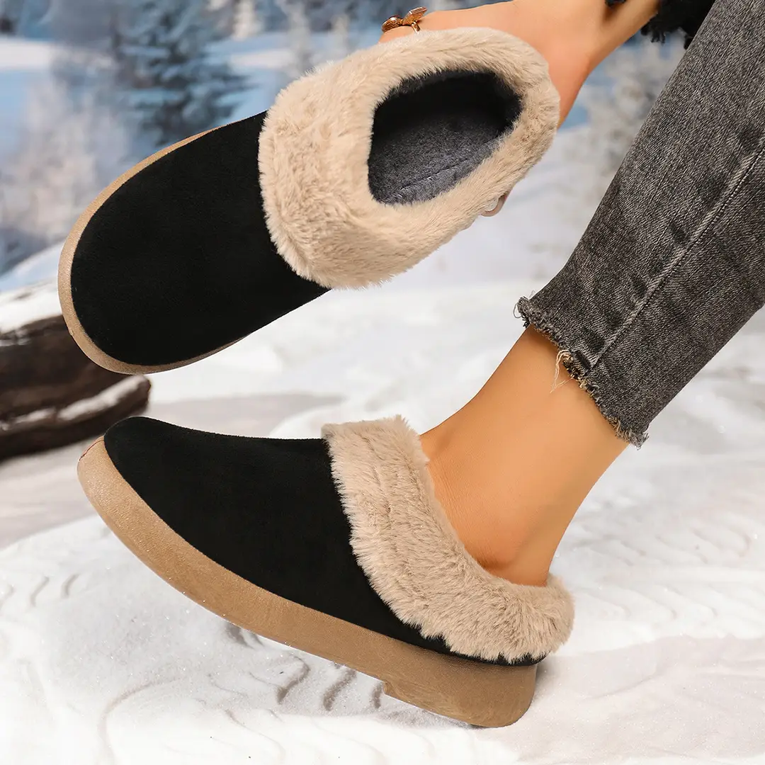 Women's Shoes, Velvet Birkenstock Shoes, Women's Slip-On Lamb Fur Shoes, Winter New Anti-Slip Warm Snow Boots, Beanie Cotton — feature 4