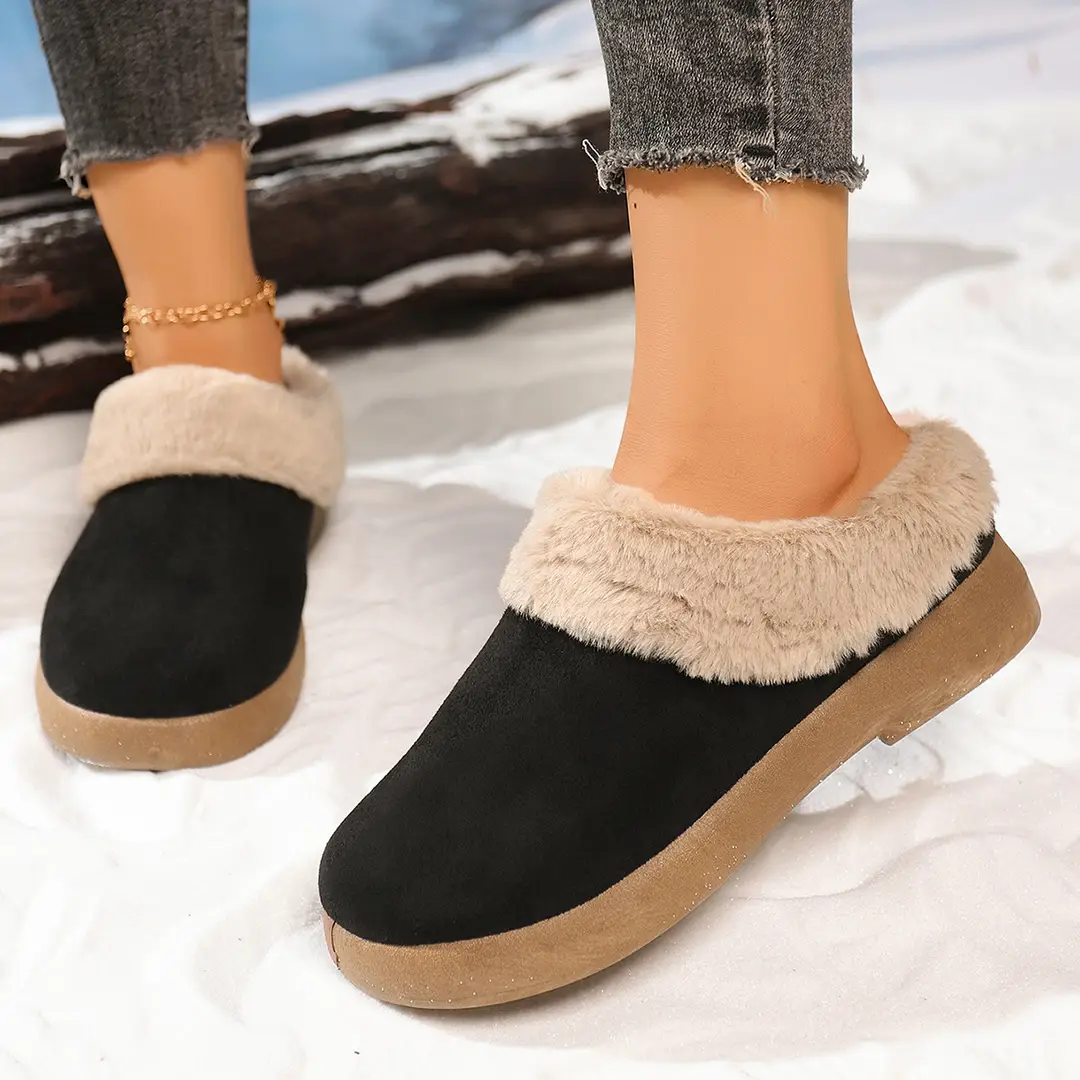 Women's Shoes, Velvet Birkenstock Shoes, Women's Slip-On Lamb Fur Shoes, Winter New Anti-Slip Warm Snow Boots, Beanie Cotton — feature 7