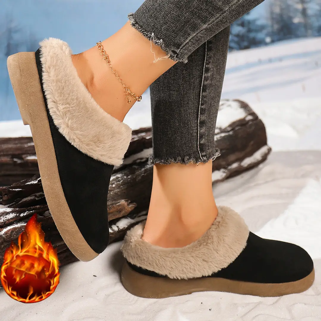 Women's Shoes, Velvet Birkenstock Shoes, Women's Slip-On Lamb Fur Shoes, Winter New Anti-Slip Warm Snow Boots, Beanie Cotton — feature 8