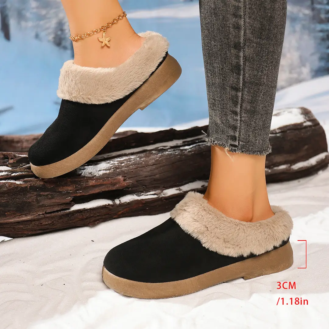 Women's Shoes, Velvet Birkenstock Shoes, Women's Slip-On Lamb Fur Shoes, Winter New Anti-Slip Warm Snow Boots, Beanie Cotton — feature 9