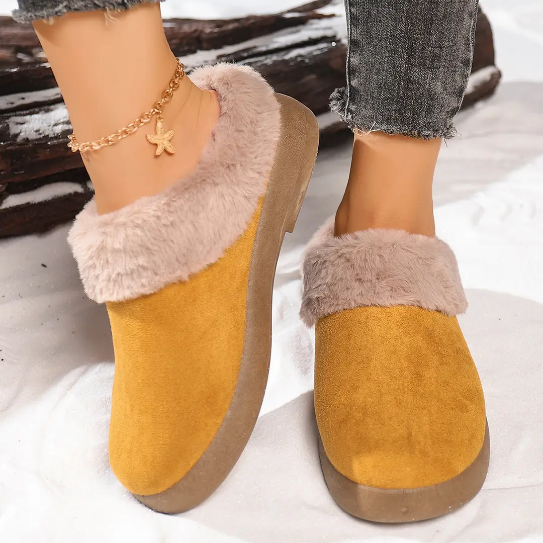 Women's Shoes, Velvet Birkenstock Shoes, Women's Slip-On Lamb Fur Shoes, Winter New Anti-Slip Warm Snow Boots, Beanie Cotton - Image 2