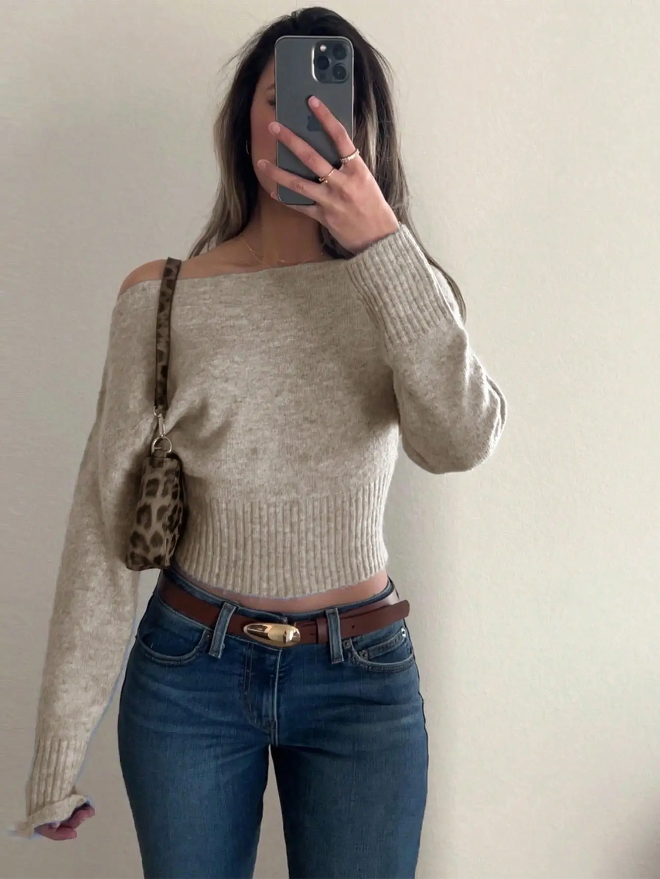 Knitted Off-Shoulder Sweater Top with Lace Shorts — feature 22