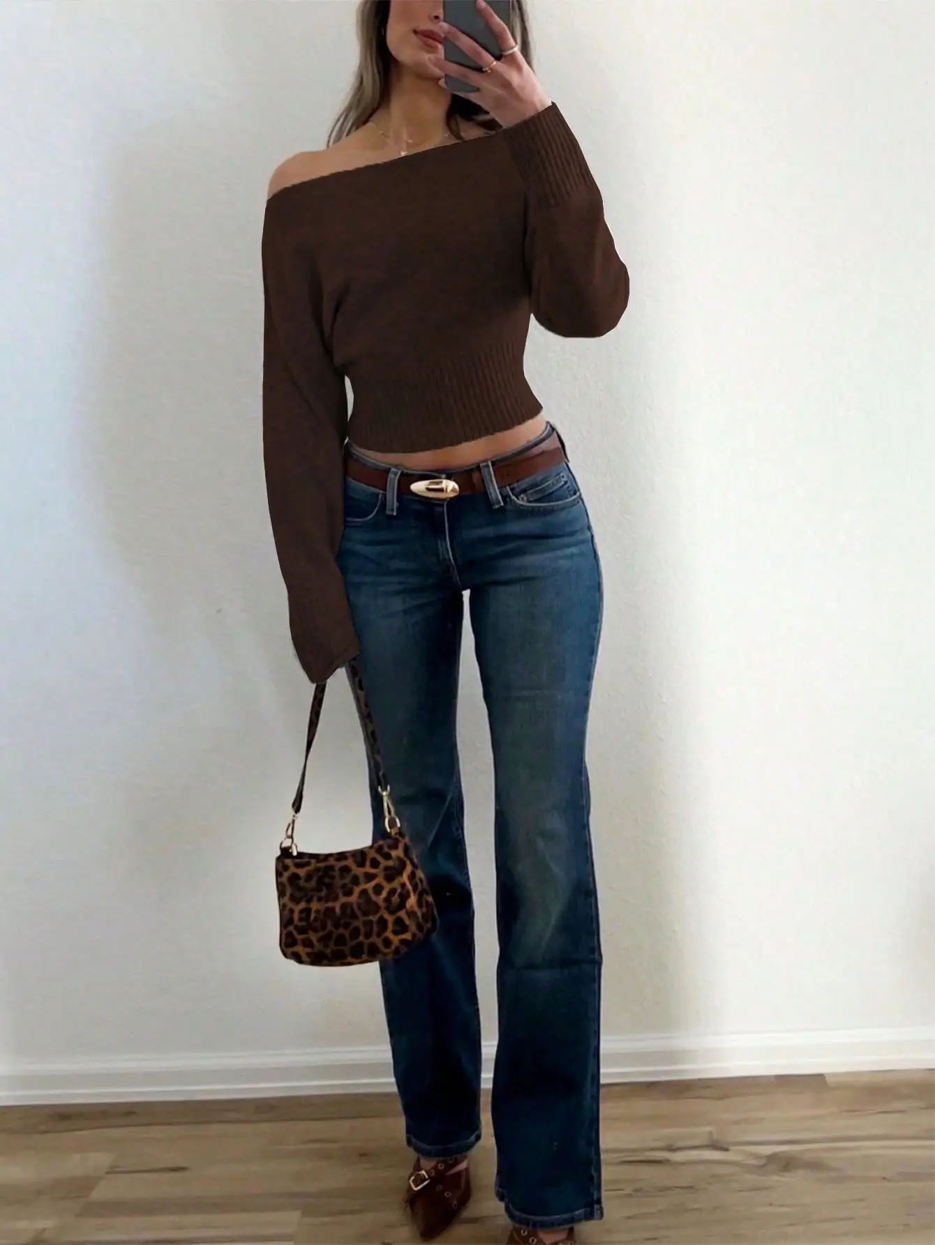 Knitted Off-Shoulder Sweater Top with Lace Shorts — feature 32