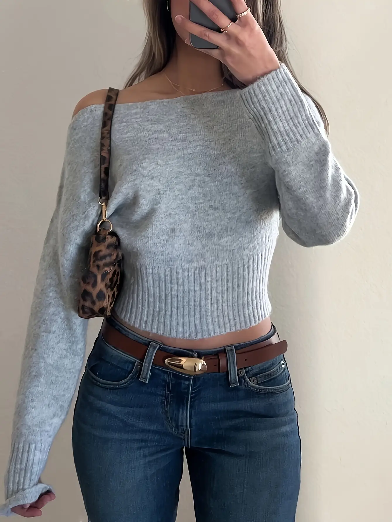 Knitted Off-Shoulder Sweater Top with Lace Shorts — feature 6