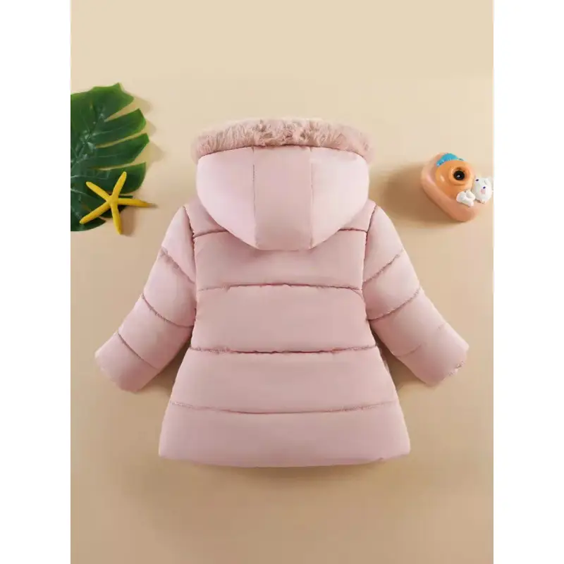 Children's Winter Coat for Girls, Fleece-Lined and Thickened Cotton Jacket for Girls Aged 1 to 5 Years, Stylish Winter Outerwear Cotton Coat