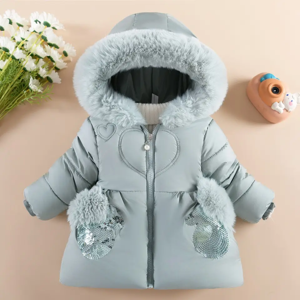 Children's Winter Coat for Girls, Fleece-Lined and Thickened Cotton Jacket for Girls Aged 1 to 5 Years, Stylish Winter Outerwear Cotton Coat — feature 1