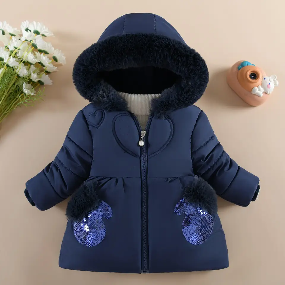 Children's Winter Coat for Girls, Fleece-Lined and Thickened Cotton Jacket for Girls Aged 1 to 5 Years, Stylish Winter Outerwear Cotton Coat — feature 3
