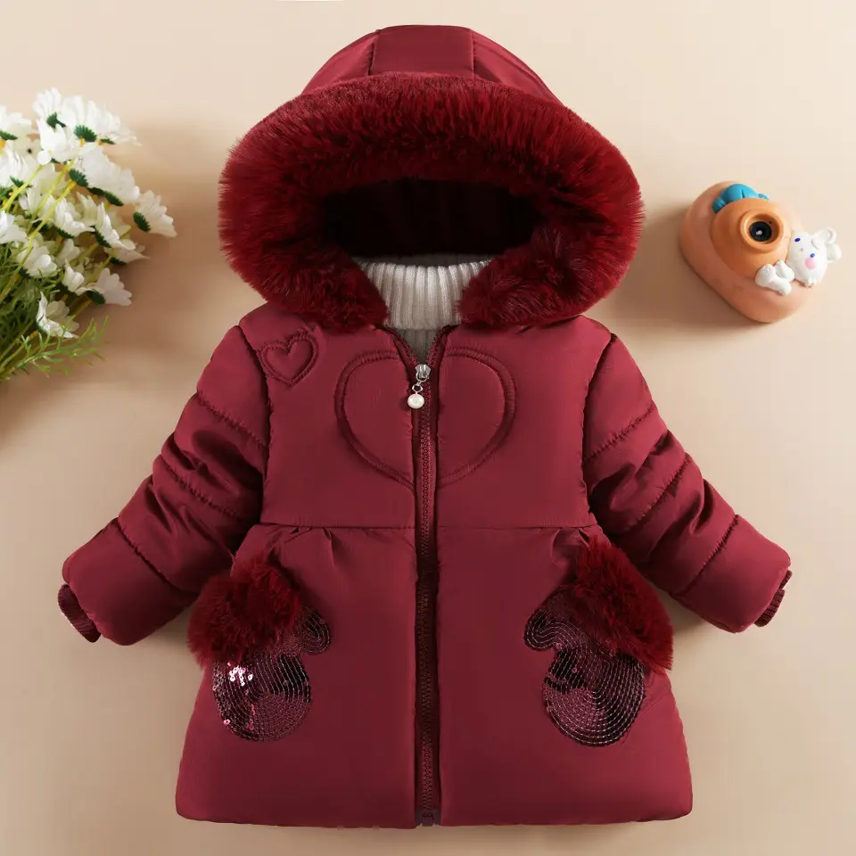 Children's Winter Coat for Girls, Fleece-Lined and Thickened Cotton Jacket for Girls Aged 1 to 5 Years, Stylish Winter Outerwear Cotton Coat — feature 5