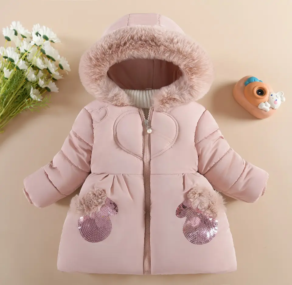 Children's Winter Coat for Girls, Fleece-Lined and Thickened Cotton Jacket for Girls Aged 1 to 5 Years, Stylish Winter Outerwear Cotton Coat — feature 7
