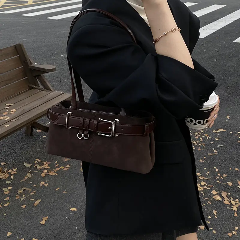Retro Frosted Suede Shoulder Bag Women 2026 - Image 6