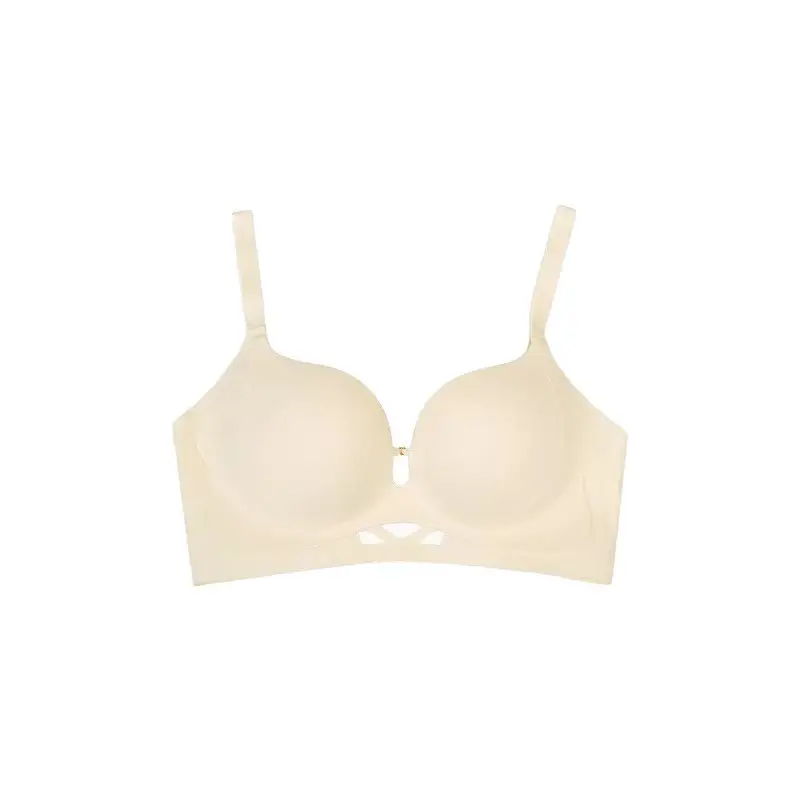 Liquid Foundation Small Bust Thick Cup Push-Up Bra for Women, Naturally Enhances Appearance, Double-Layer Lift, Seamless, Wireless Bra