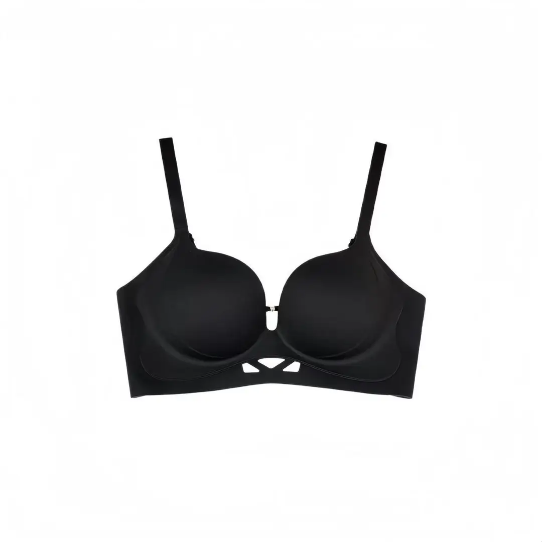 Liquid Foundation Small Bust Thick Cup Push-Up Bra for Women, Naturally Enhances Appearance, Double-Layer Lift, Seamless, Wireless Bra