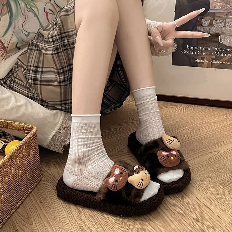 Autumn and Winter Cute Cartoon Kitty Cotton Slippers for Women at Home Non-Slip Internet Celebrity Fashion Leopard Print Furry Slippers for Women to Wear Outside — feature 9