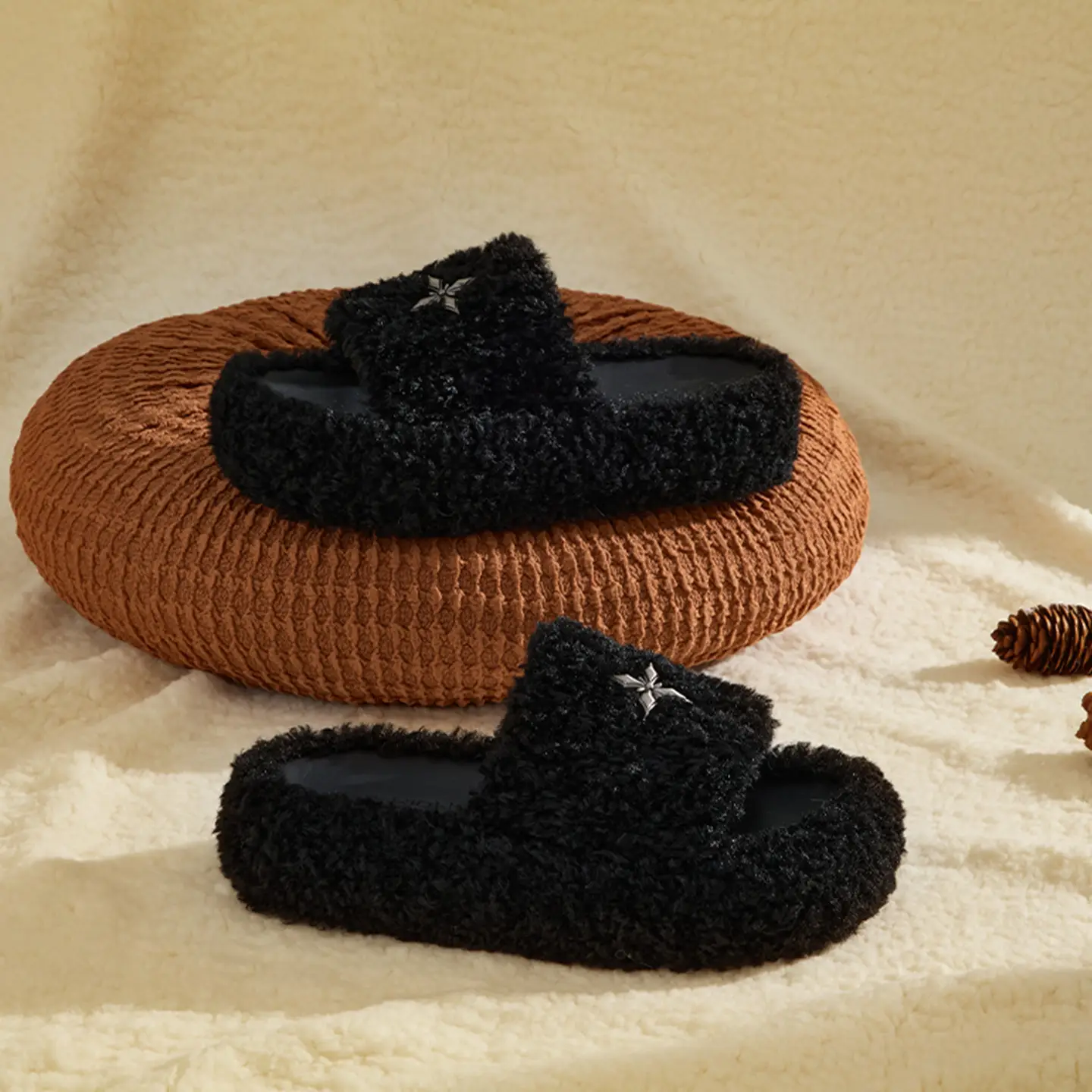 Women's Furry Non-Slip Slippers Winter Warm