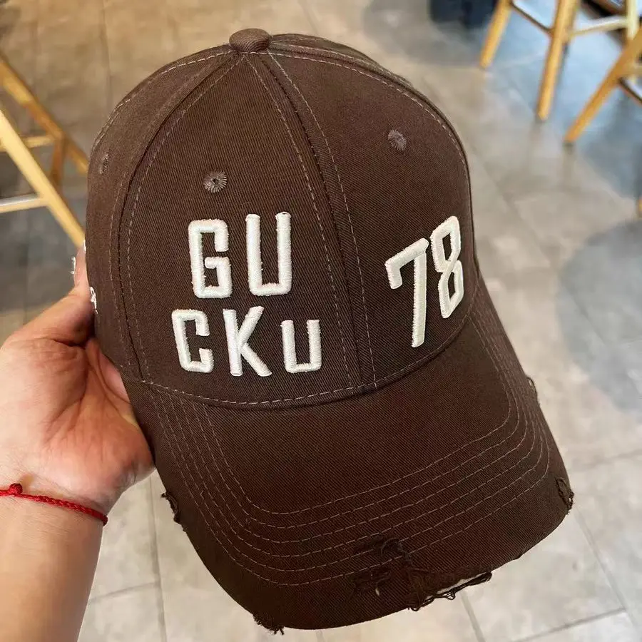 Brown Letter Embroidered Baseball Cap for Men Women Large Head Circumference - Image 11