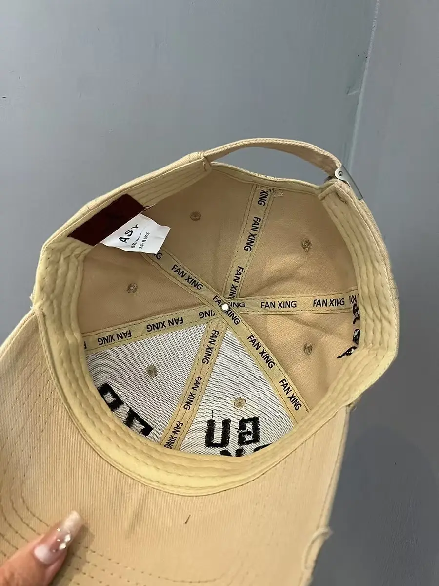 Brown Letter Embroidered Baseball Cap for Men Women Large Head Circumference — feature 14