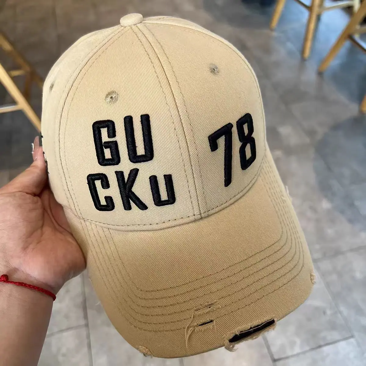 Brown Letter Embroidered Baseball Cap for Men Women Large Head Circumference - Image 2