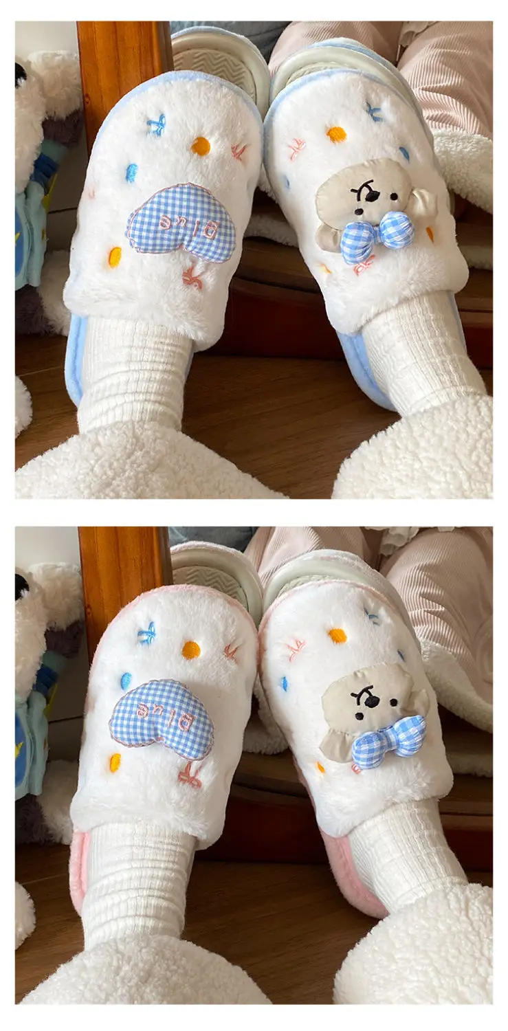 Winter Cartoon Bow Bear Cotton Slippers for Girls — feature 11