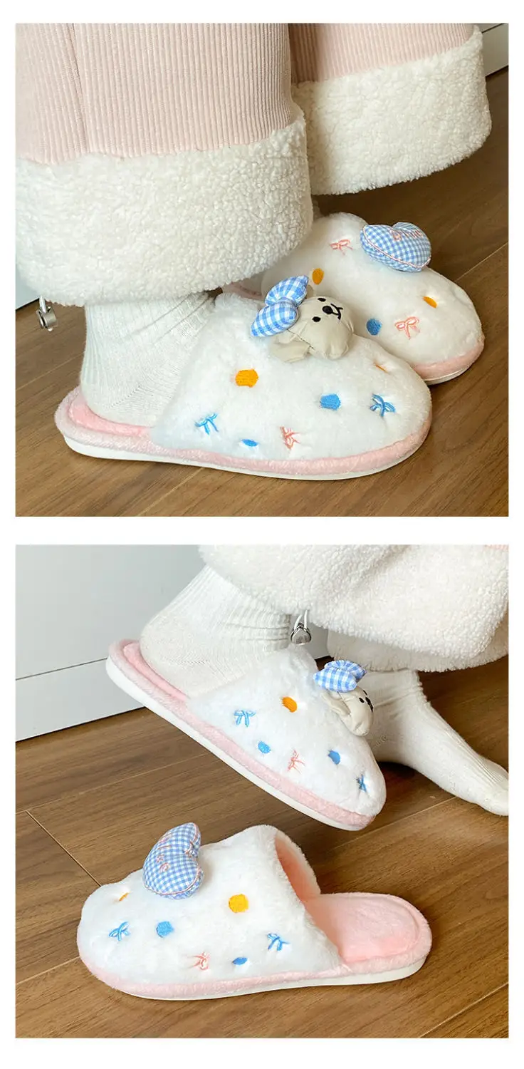 Winter Cartoon Bow Bear Cotton Slippers for Girls — feature 13