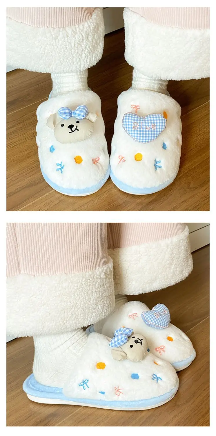Winter Cartoon Bow Bear Cotton Slippers for Girls — feature 14