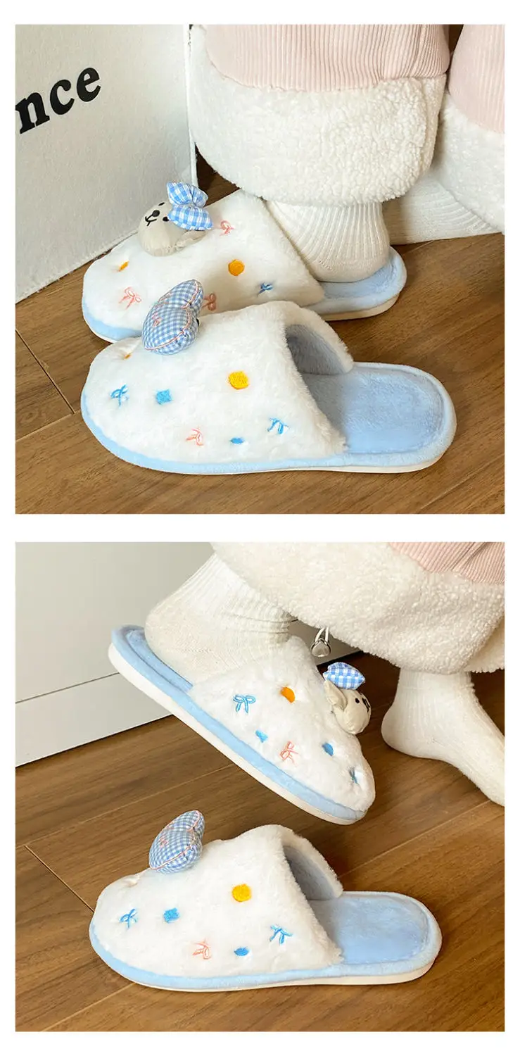 Winter Cartoon Bow Bear Cotton Slippers for Girls — feature 15
