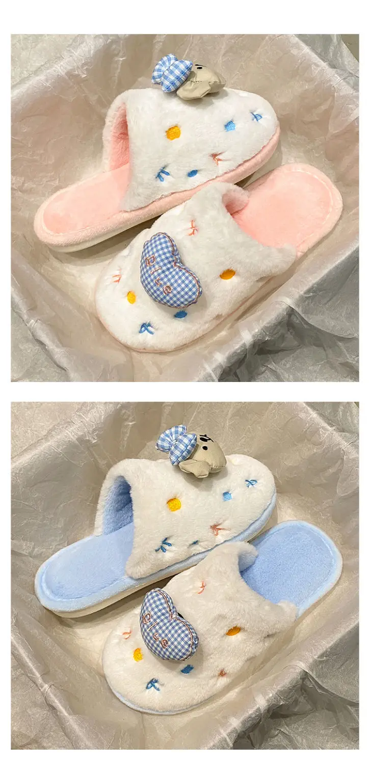 Winter Cartoon Bow Bear Cotton Slippers for Girls — feature 17