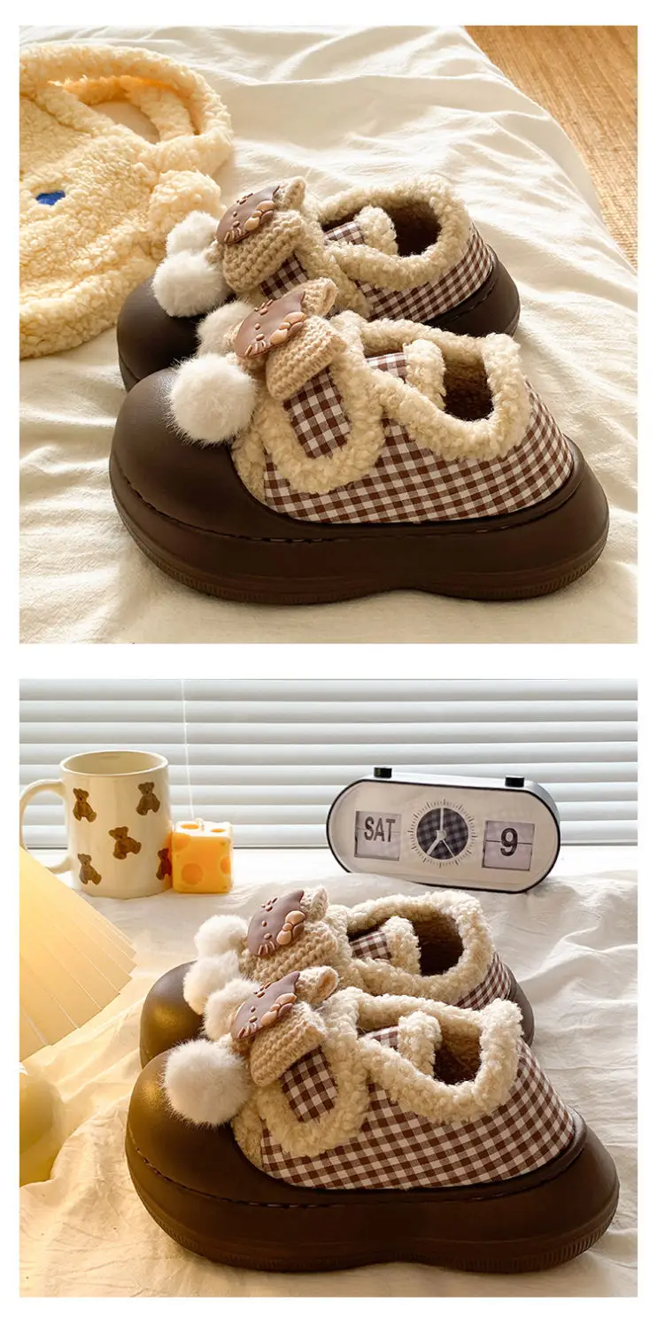 Brown Cat Ear Snow Boots Soft Soled Warm Fur Ball — feature 13