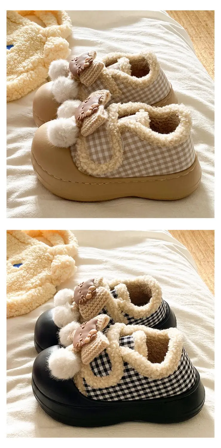 Brown Cat Ear Snow Boots Soft Soled Warm Fur Ball — feature 16