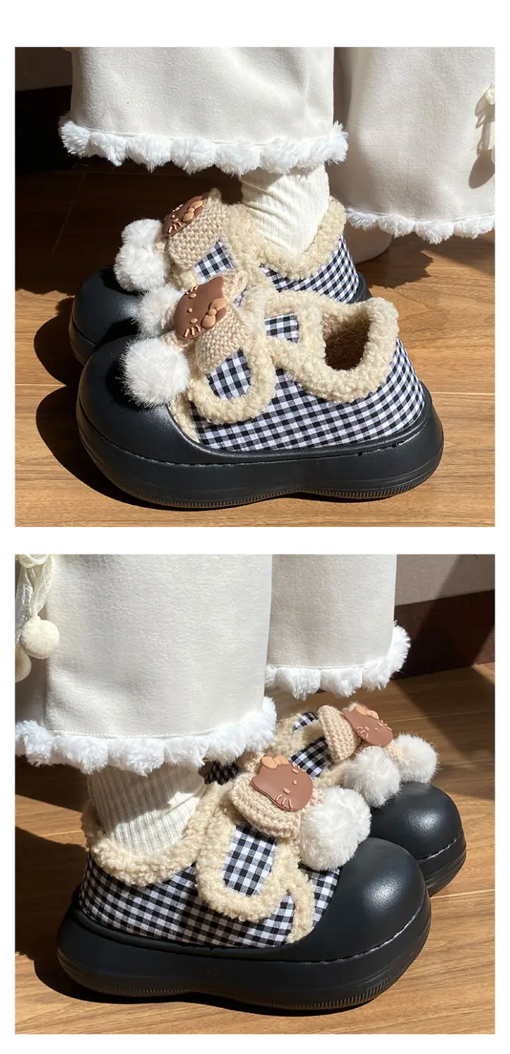 Brown Cat Ear Snow Boots Soft Soled Warm Fur Ball — feature 18