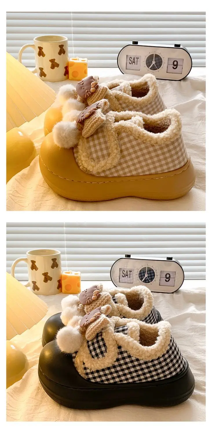 Brown Cat Ear Snow Boots Soft Soled Warm Fur Ball — feature 19