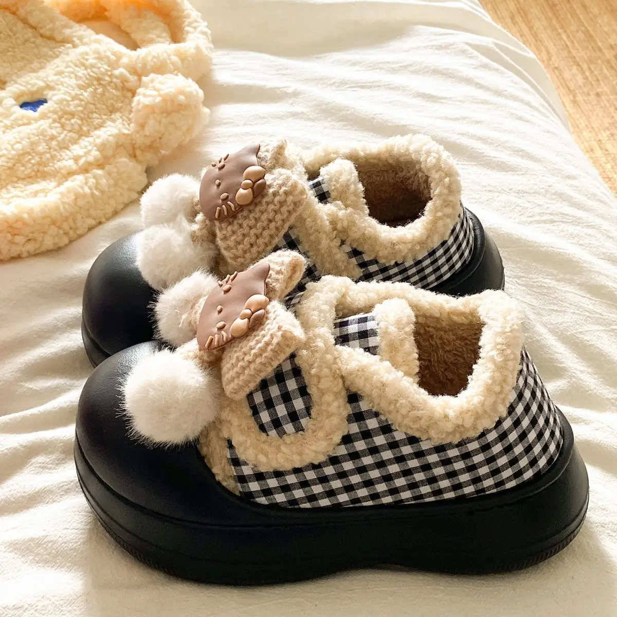 Brown Cat Ear Snow Boots Soft Soled Warm Fur Ball — feature 24