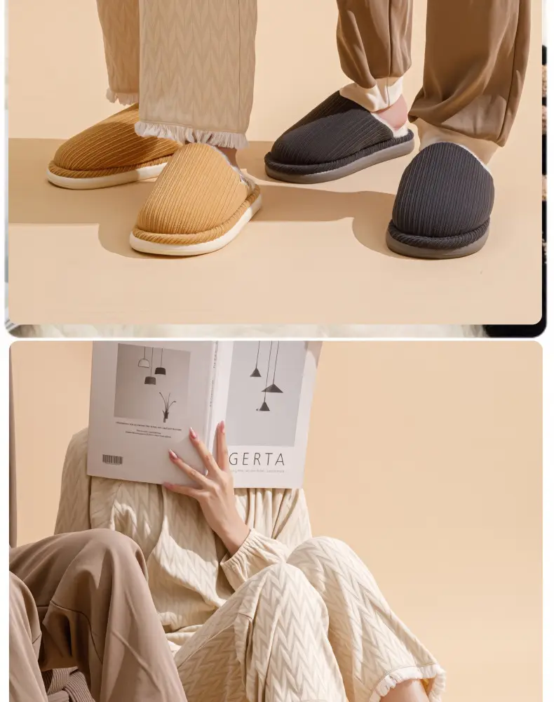 Fleece-Lined Cotton Slippers for Men, Winter Indoor Home Non-Slip Thick-Soled Antibacterial Odor-Free 2026 New Model Couple Cotton Slippers for Women — feature 16