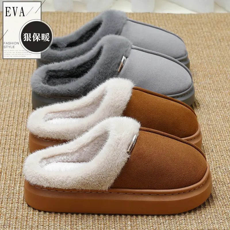 Winter Fluffy Slippers for Men Grey