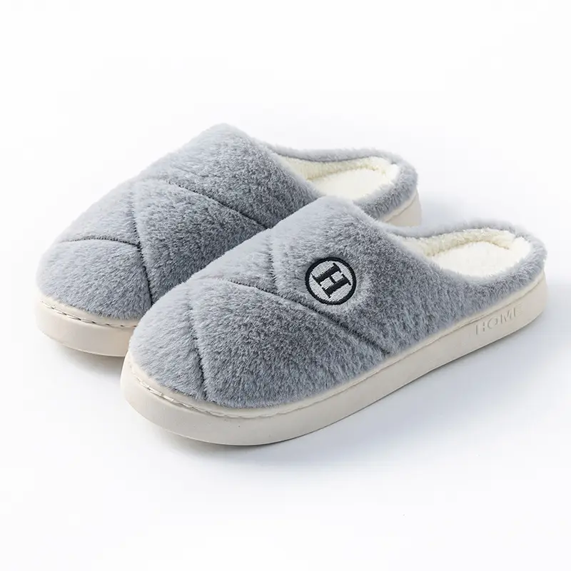 Women's Cotton Slippers for Autumn and Winter Indoor Home Bedroom Thick-Soled Plush Warm Couple Maternity Slippers for Men