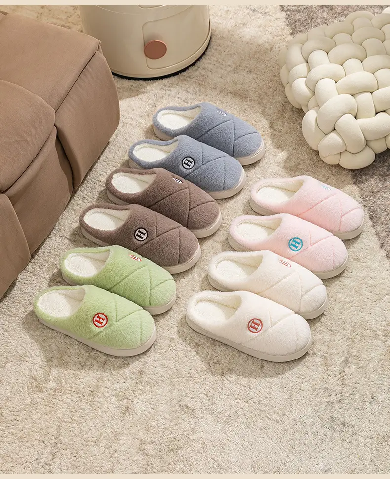 Women's Cotton Slippers for Autumn and Winter Indoor Home Bedroom Thick-Soled Plush Warm Couple Maternity Slippers for Men — feature 12