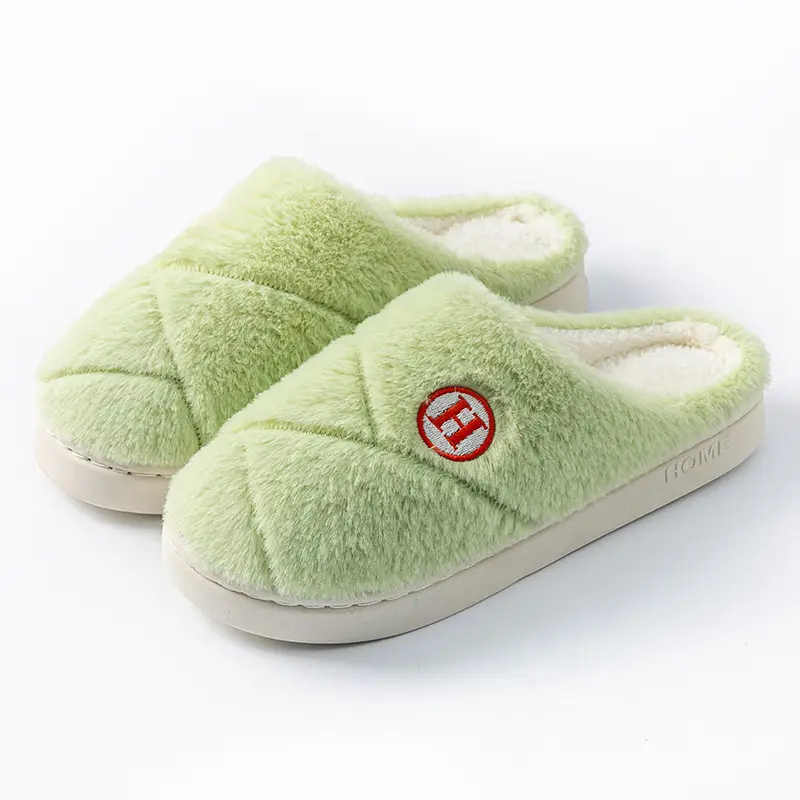 Women's Cotton Slippers for Autumn and Winter Indoor Home Bedroom Thick-Soled Plush Warm Couple Maternity Slippers for Men