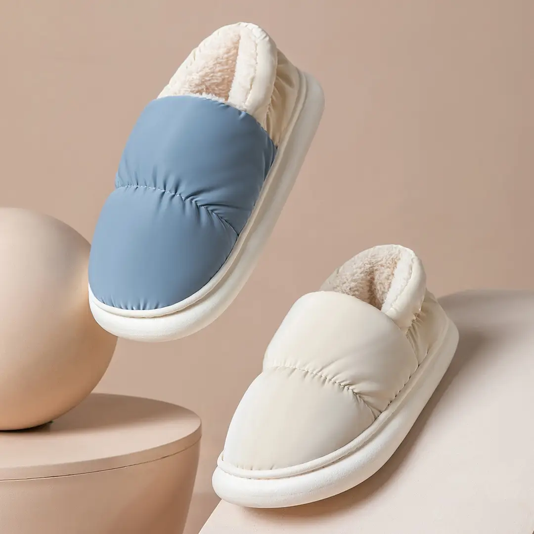Cotton Slippers for Women Winter 2025 New Indoor Home Warm Waterproof Antibacterial Slippers for Men Autumn and Winter