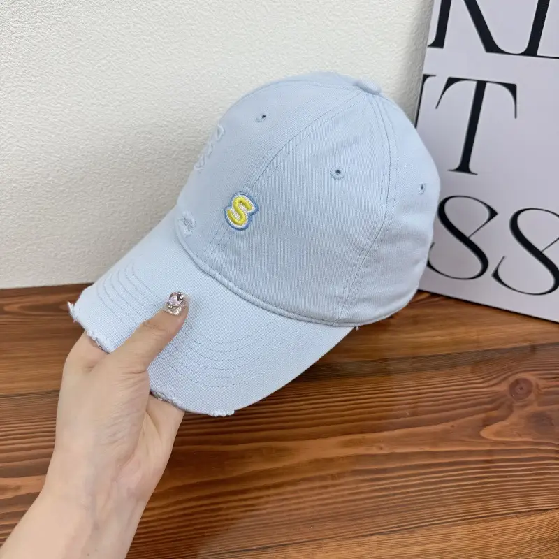 Women Korean Letter Embroidery Cap Light Blue — feature 14