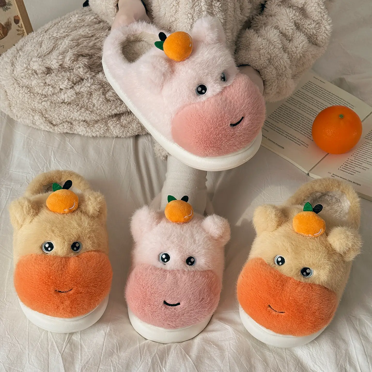 Cute Pink Furry Slippers for Women Winter Warm Indoor - Image 4