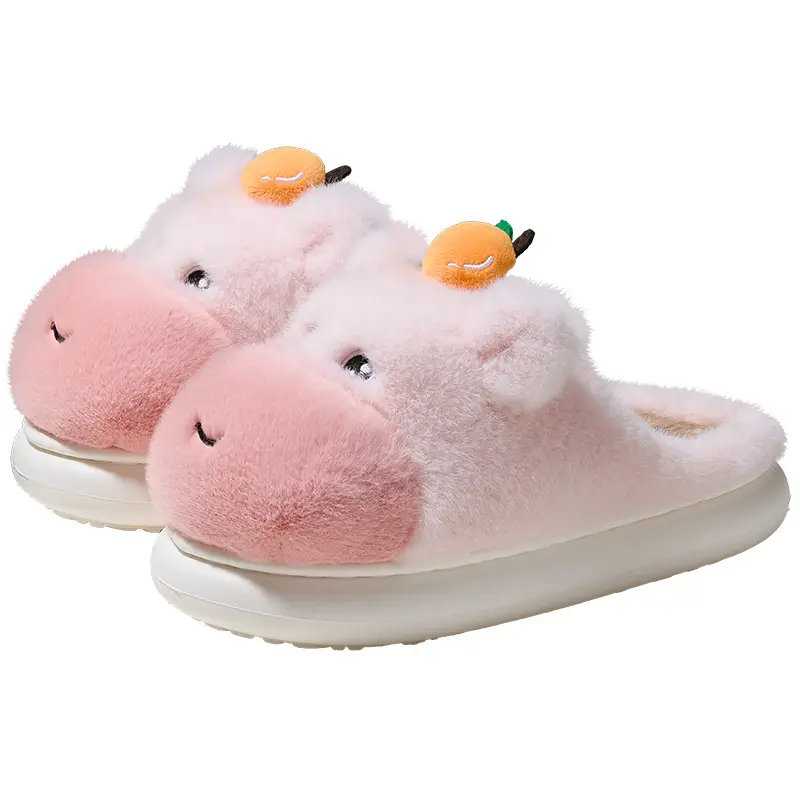 Cute Pink Furry Slippers for Women Winter Warm Indoor - Image 7