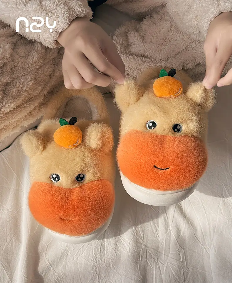 Cute Pink Furry Slippers for Women Winter Warm Indoor — feature 1