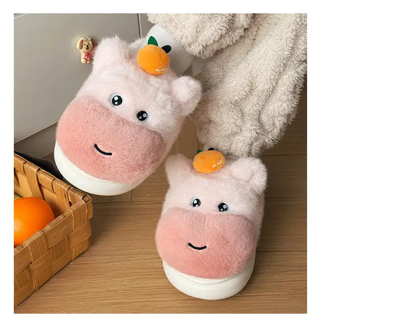 Cute Pink Furry Slippers for Women Winter Warm Indoor — feature 5
