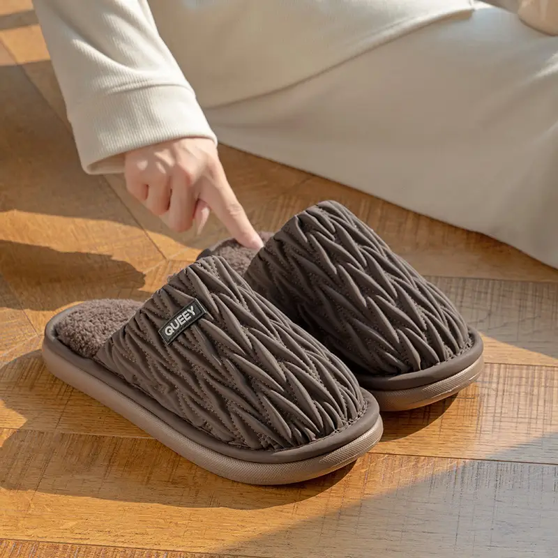 Cotton Slippers for Men in Winter Fleece-Lined to Heattech Thick-Soled Household Anti-Slip Antibacterial Deodorant Silent Cotton Slippers for Women 2025 New Style - Image 9