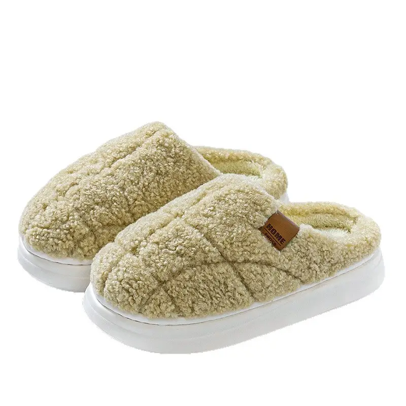 Winter Warm Couple's Plush Slippers, Non-Shedding Design, Thick-Soled Non-Slip Home Indoor Cotton Slippers for Women - Image 10