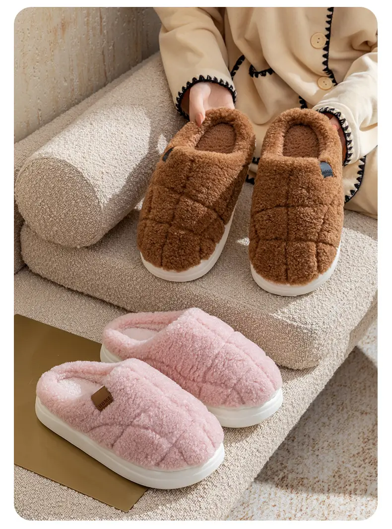 Winter Warm Couple's Plush Slippers, Non-Shedding Design, Thick-Soled Non-Slip Home Indoor Cotton Slippers for Women — feature 17