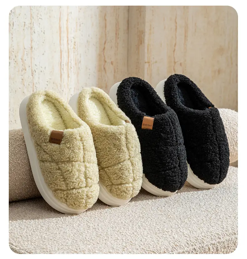 Winter Warm Couple's Plush Slippers, Non-Shedding Design, Thick-Soled Non-Slip Home Indoor Cotton Slippers for Women — feature 18