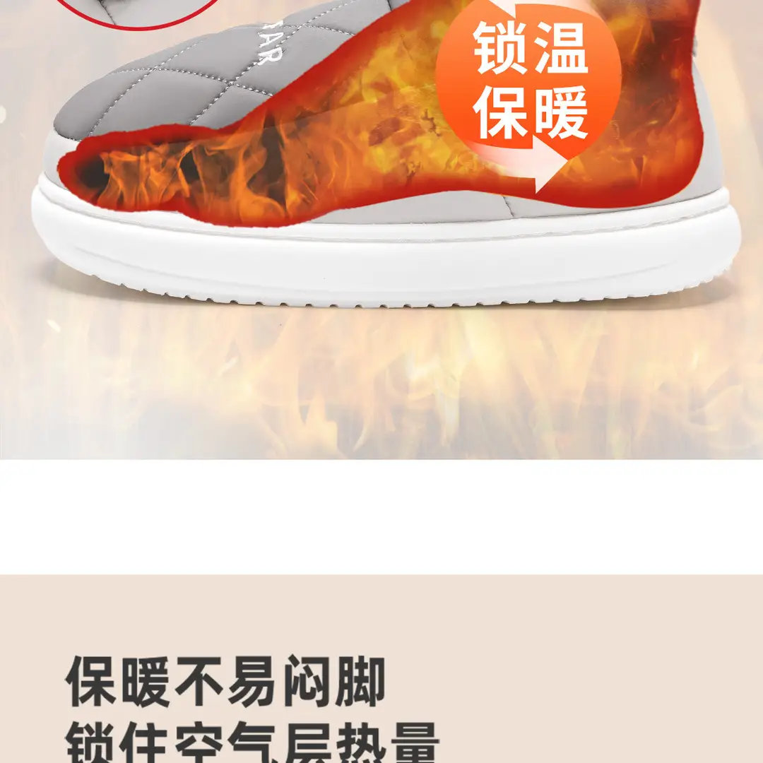 Waterproof Cotton Slippers for Men with Heel Indoor Home Non-Slip Fleece-Lined Thickeneded Warm Bear Cotton Shoes for Men in Winter — feature 12
