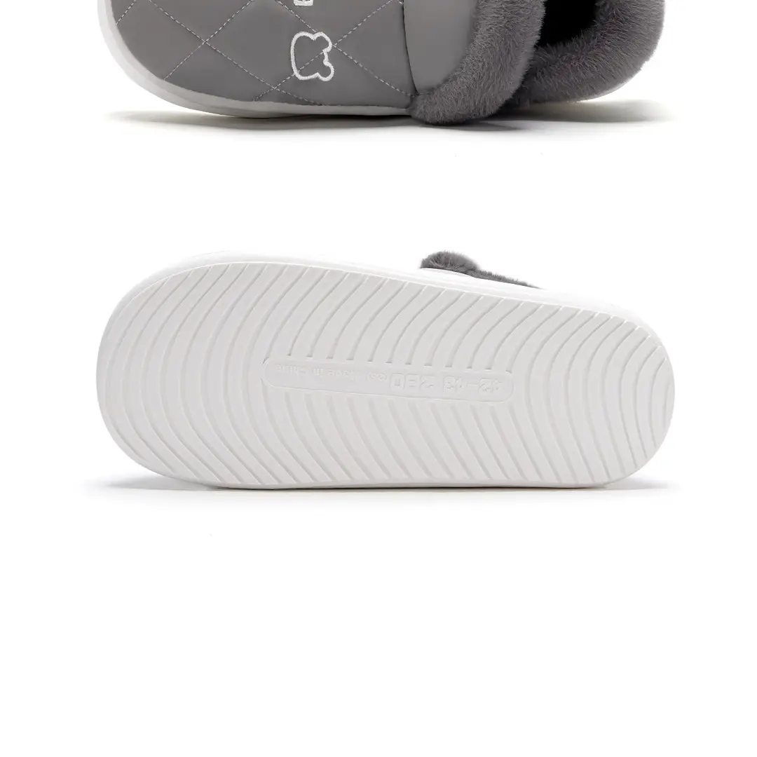 Waterproof Cotton Slippers for Men with Heel Indoor Home Non-Slip Fleece-Lined Thickeneded Warm Bear Cotton Shoes for Men in Winter — feature 25