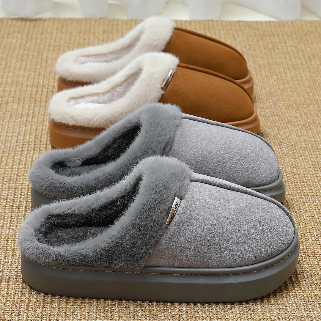 Cotton Slippers for Men in Winter 2025 for Home Indoor Use Thick-Soled Non-Slip Warm Plush Half-Pack Heel Cotton Slippers for Women Wholesale - Image 4